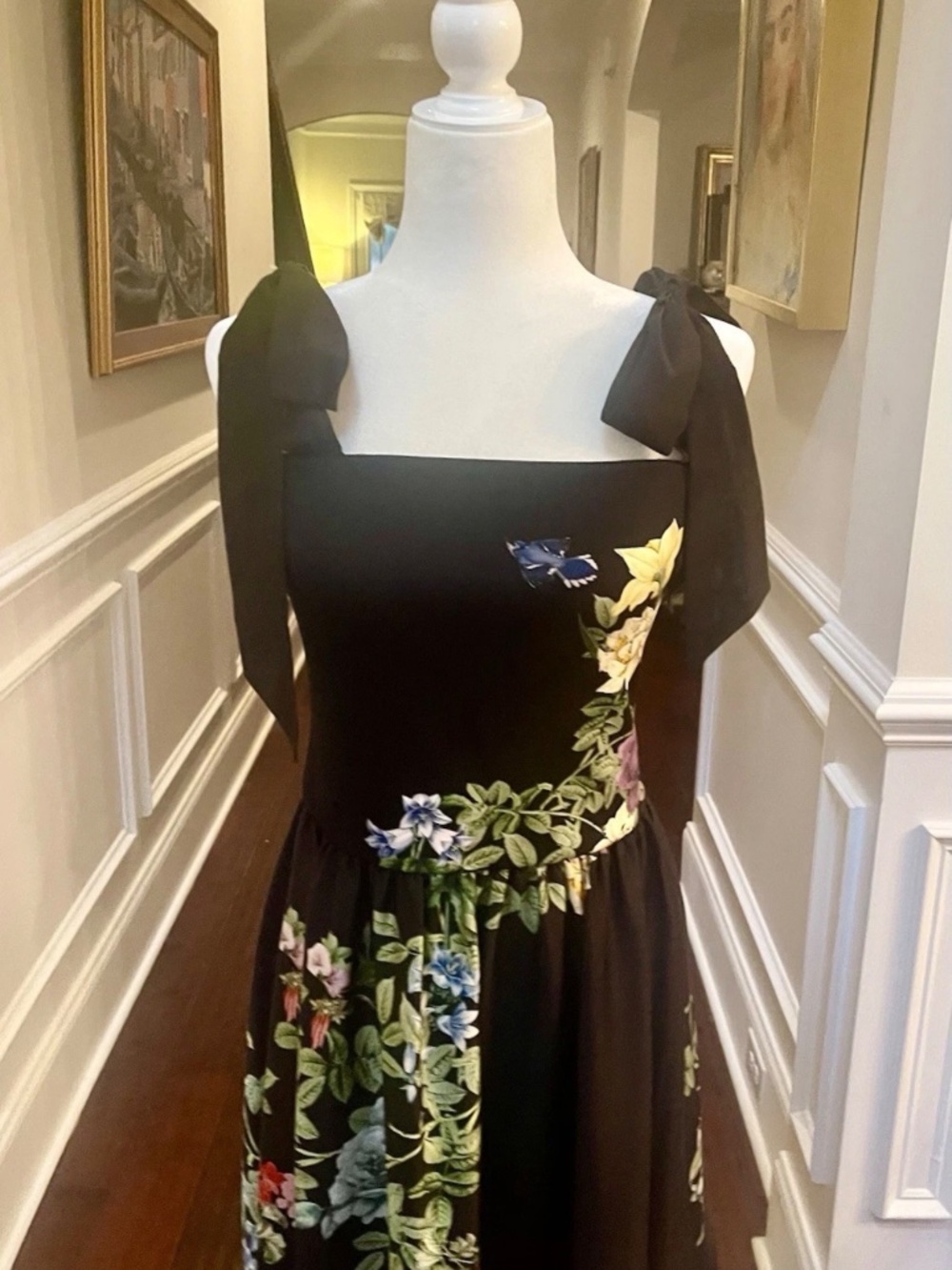 Alice + Olivia Oriana Tie Strap Drop Waist Midi Dress In Venus Floral Sz 6 NWT - Picture 4 of 16